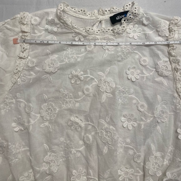 Alice & blue Puff Sleeve Three-Dimensional Flower embroidered top size L - Picture 7 of 9